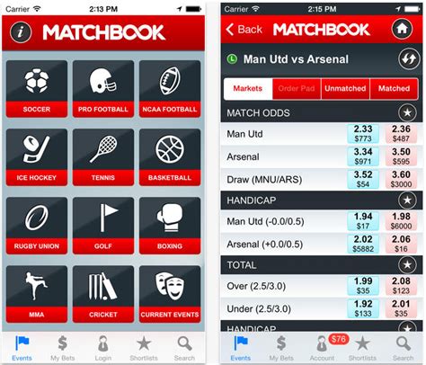 matchbook app for android  One of Matchbook’s major features is its sports